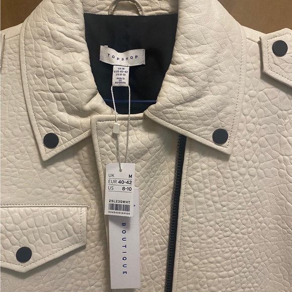 Topshop white leather jacket size medium. Negotiable - Picture 3 of 4